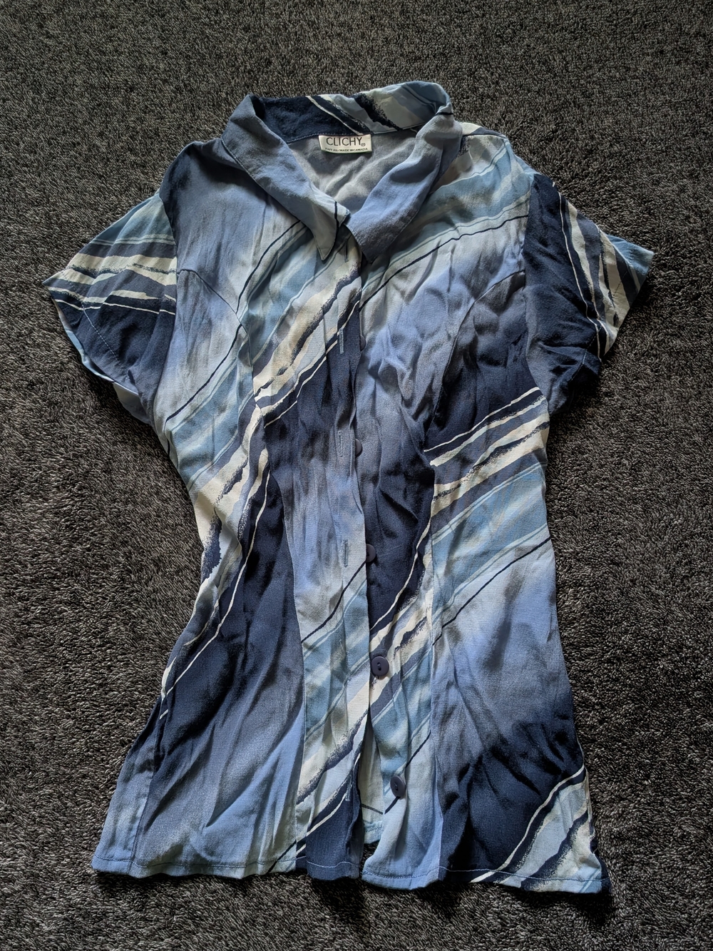 Clichy Abstract Blue & White Button Down Shirt